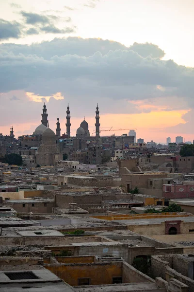 Vecchio Skyline Cairo Tramonto Vista Del Cairo Antico Copto Dal — Foto Stock