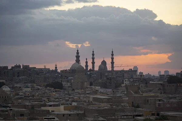 Vecchio Skyline Cairo Tramonto Vista Del Cairo Antico Copto Dal — Foto Stock