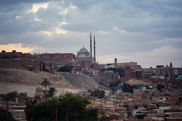 Vecchio Skyline Cairo Tramonto Vista Del Cairo Antico Copto Dal — Foto Stock