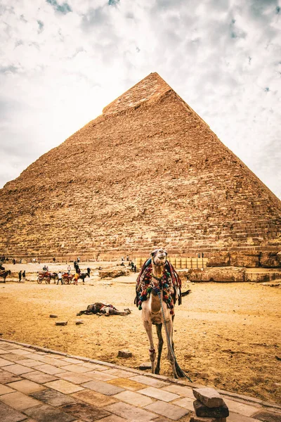 Giza Egypt Kasım 2020 Büyük Giza Piramidi Gün Batımında Khafre — Stok fotoğraf