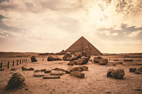 Paisaje Desierto Con Pirámide Egipto — Foto de Stock