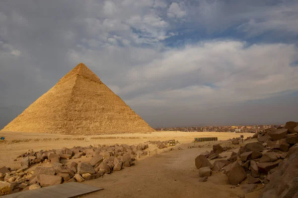 Закат Солнца Пирамидах Гизы Каир Египет — стоковое фото