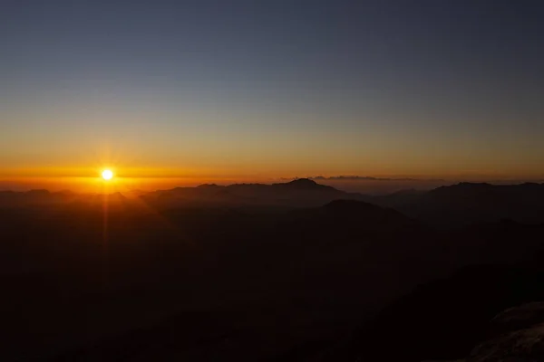 Beautiful Sunrise Top Mousa Mountain Egypt South Sinai — стоковое фото