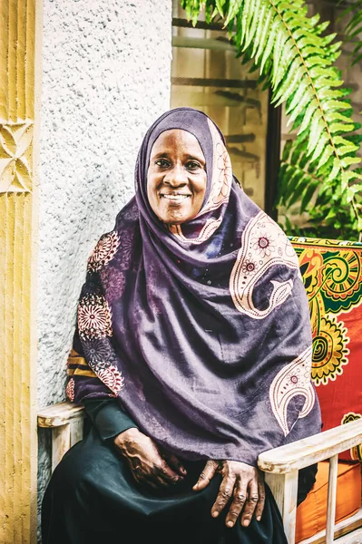 Watamu Kenya Januari 2021 Afrikansk Muslimsk Kvinna Porträtt Bild Tagen — Stockfoto