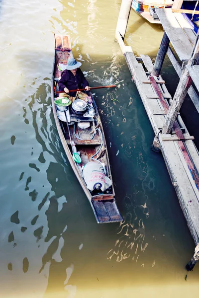 Bangkok Thailand Março 2019 Pessoas Que Vendem Alimentos Vegetais Mercado — Fotografia de Stock