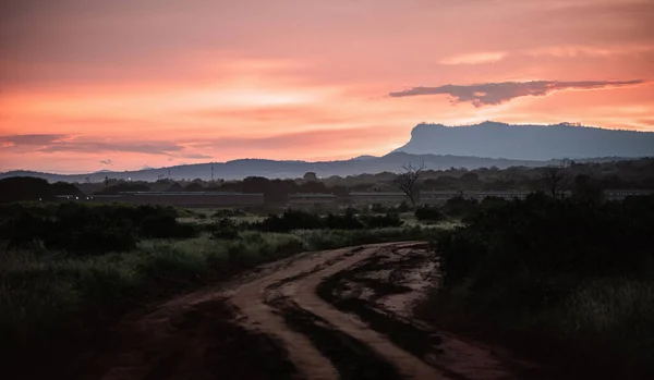 Spectacular Sunset Tsavo East National Park Kenya — Stok fotoğraf