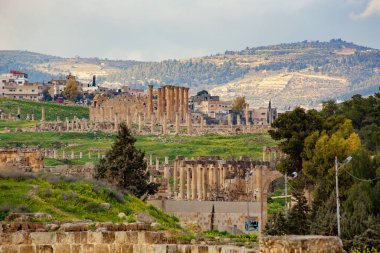 JERASH, JORDAN - Mart 2019: Ürdün 'deki Jerash kasabasında Roma harabeleri