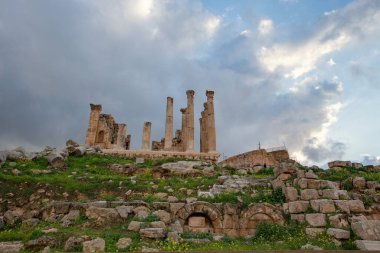 JERASH, JORDAN - Mart 2019: Ürdün 'deki Jerash kasabasında Roma harabeleri