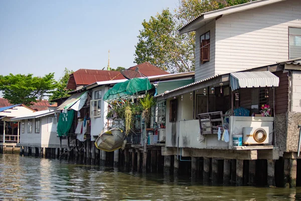 Bangkok Thailand April 2019 Khlong Distriktet Bangkok Hus Vid Chao — Stockfoto