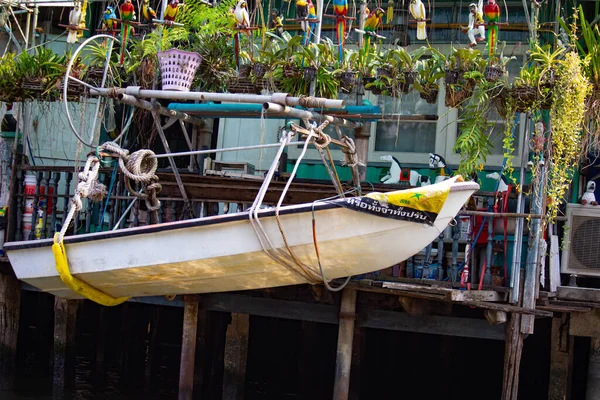 Bangkok Thailand April 2019 Bezirk Khlong Bangkok Häuser Fluss Chao — Stockfoto