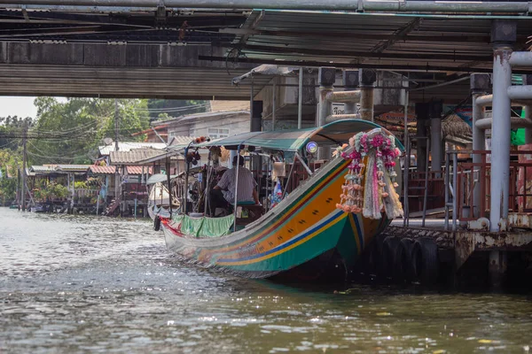 Bangkok Thailand March 2020 Boats Water Bangkok Khlong Water Channels — Stock Photo, Image