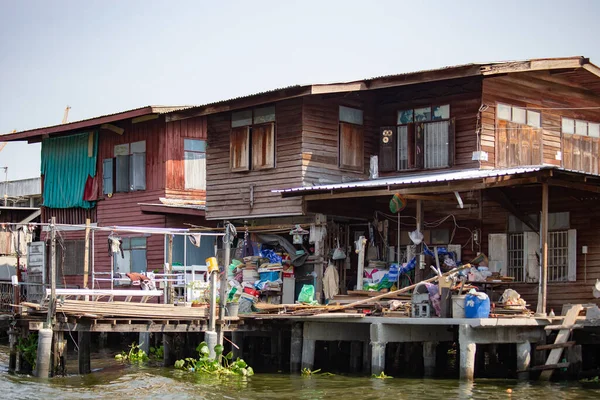 Bangkok Thailand April 2019 Khlong Distriktet Bangkok Hus Vid Chao — Stockfoto