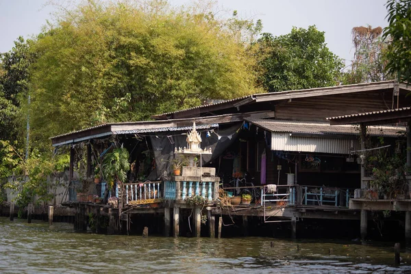 Bangkok Thailand April 2019 Khlong Distriktet Bangkok Hus Vid Chao — Stockfoto