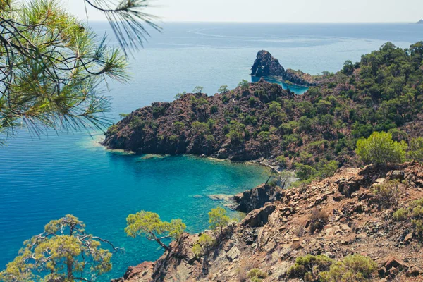 Úžasný Výhled Tyrkysový Vodní Záliv Cirali Lycian Way Antalia Region — Stock fotografie