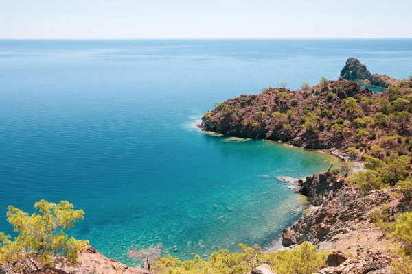 Vista Incrível Baía Água Azul Turquesa Cirali Lícia Região Antália — Fotografia de Stock