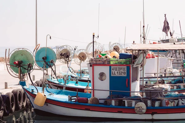 Larnaca Cypern Juni 2021 Traditionella Fiskebåtar Hamnen Larnaca Cypern — Stockfoto