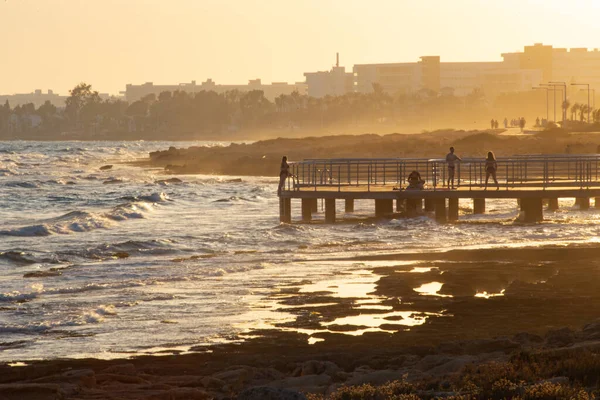 Agia Napa Cypern Juli 2021 Vacker Solnedgång Vid Havet Agia — Stockfoto