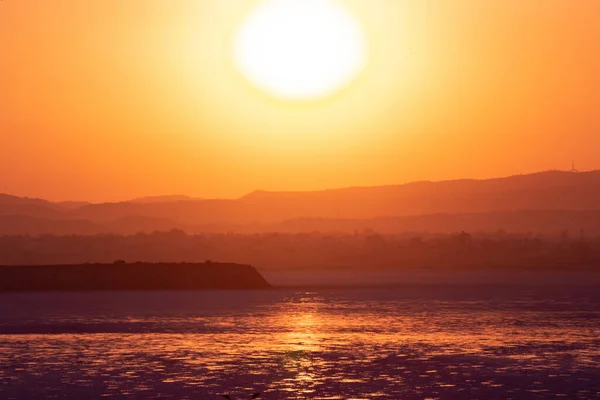 Pôr Sol Brilhante Beira Mar Hora Ouro — Fotografia de Stock