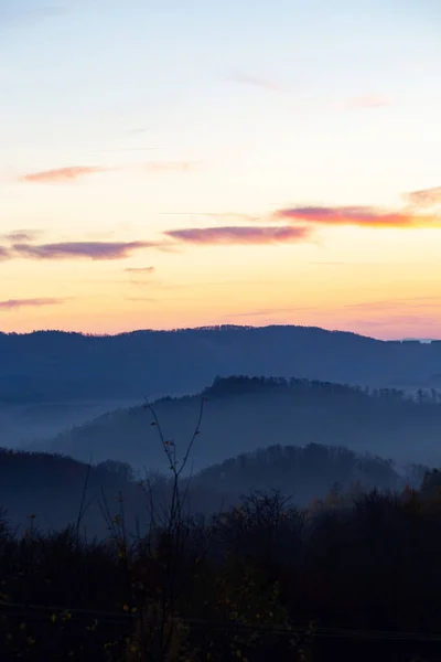 Belo Pôr Sol Nas Montanhas Parque Nacional Tara Fronteira Com — Fotografia de Stock