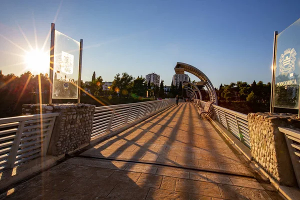 Podgorica Montenegro Oktober 2020 Moskauer Brücke Podgorica Bei Sonnenuntergang Montenegro — Stockfoto