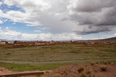 TIwanaku, BOLIVIA - Ocak 2020: Güney Amerika 'nın Bolivya kenti La Paz yakınlarındaki İnka öncesi Tiwanaku UNESCO Dünya Mirasları Alanı 