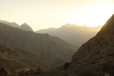 Beautiful sunset mountain view in Fann mountains in Tajikistan