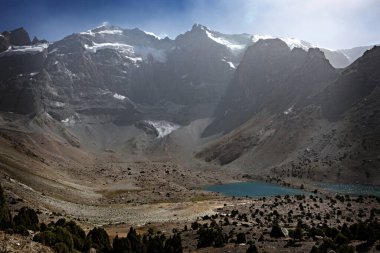 Lake and mountains scenery in Fann Mountains Pamir Alay Tajikistan