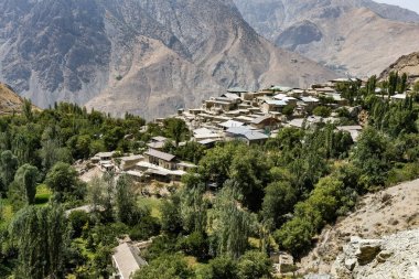 View of the mountain village (kishlak) in the Fann mountains in Pamir Alay range in Tajikistan