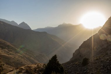 Beautiful sunset mountain view in Fann mountains in Tajikistan