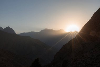 Beautiful sunset mountain view in Fann mountains in Tajikistan