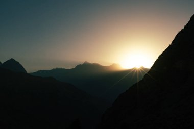 Beautiful sunset mountain view in Fann mountains in Tajikistan