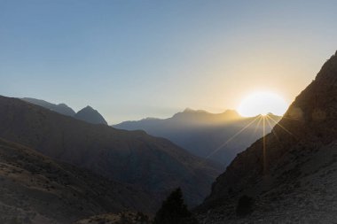 Beautiful sunset mountain view in Fann mountains in Tajikistan