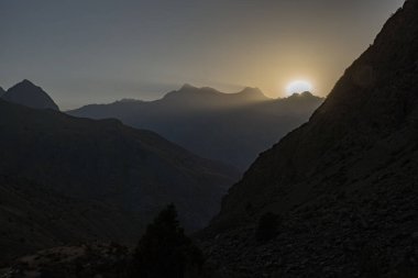 Beautiful sunset mountain view in Fann mountains in Tajikistan