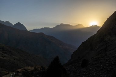 Beautiful sunset mountain view in Fann mountains in Tajikistan