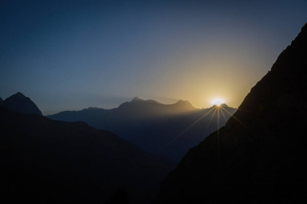 Beautiful sunset mountain view in Fann mountains in Tajikistan