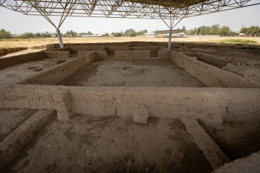 Tacikistan 'daki antik Sarazm kasabası kazı alanı arkeolojik alanı