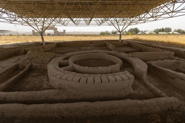 PANJAKENT, TAJIKISTAN - 30 Ağustos 2025: Tacikistan 'daki antik Sarazm kasabası kazı alanı arkeolojik alanı