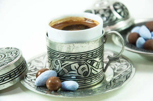 Turkish Coffee and Almond Candy — Stock Photo, Image
