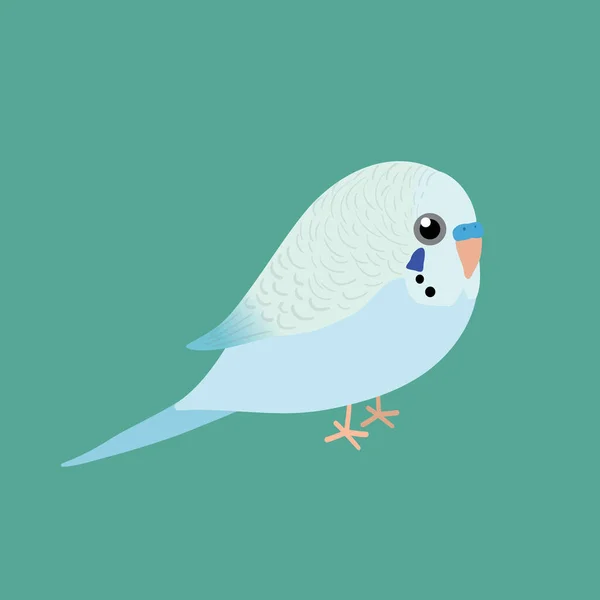 Printan Illustration Very Cute Light Blue Budgie Male Bird — Stock Vector
