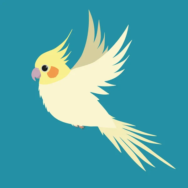 Vector Illustration Yellow Cockatiel Flight — Stock Vector
