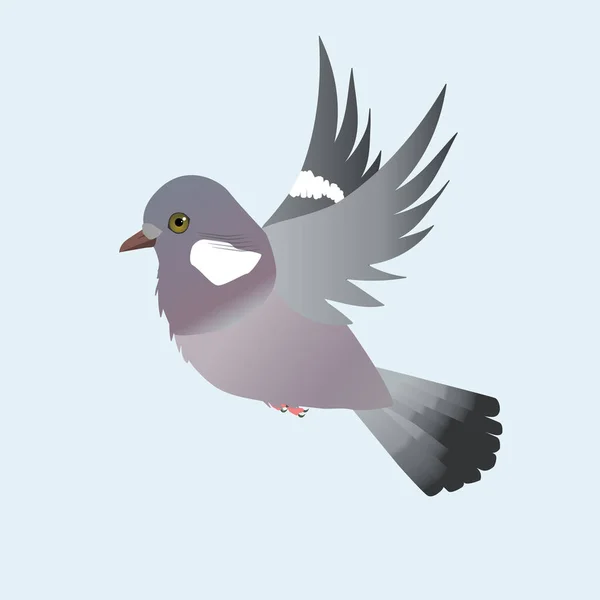 Açık Mavi Arka Planda Uçan Ahşap Güvercin Çizimi — Stok Vektör