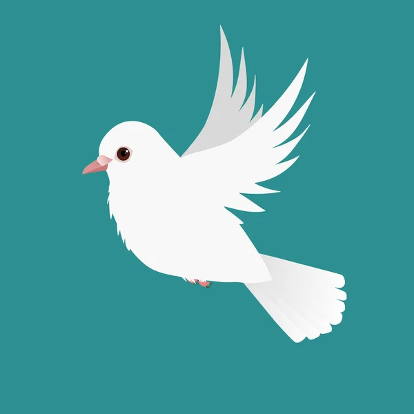 Fliegende Weiße Taube Auf Grünem Hintergrund — Stockvektor