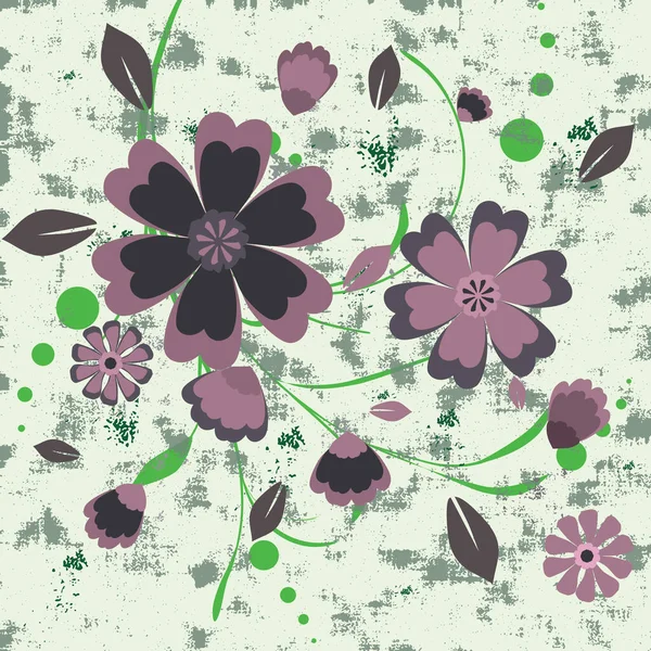 一束稀奇古怪的花 紫色花朵长出绿色的口音 — 图库矢量图片