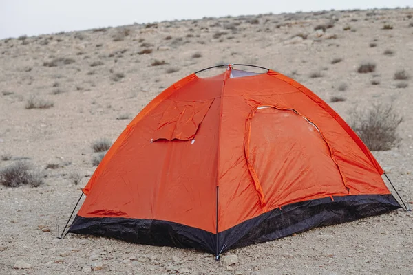 Tente Camping Lumineuse Dans Désert — Photo