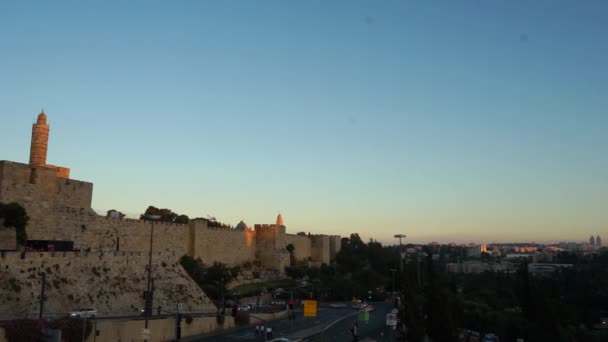 耶路撒冷旧城在晚上 — 图库视频影像