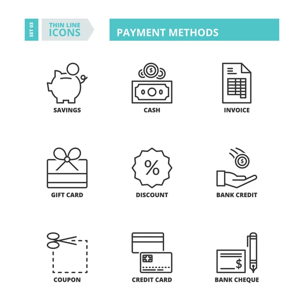 Thin line icons. Payment methods — Stock Vector