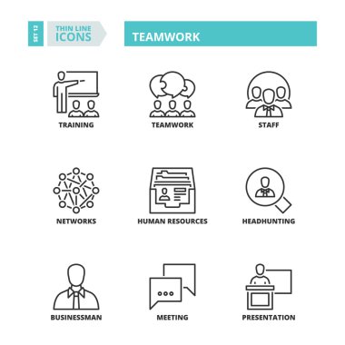 İnce çizgi simgeler. Takım çalışması