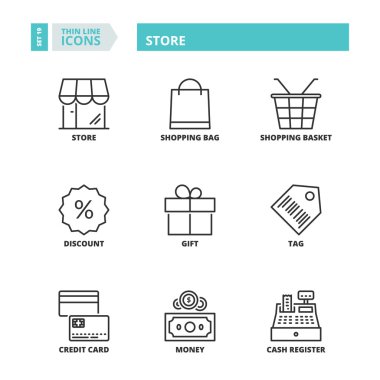 İnce çizgi simgeler. Mağaza