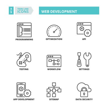İnce çizgi simgeler. Web geliştirme