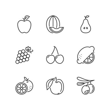 Satır simgeler. Meyve. Düz sembolleri